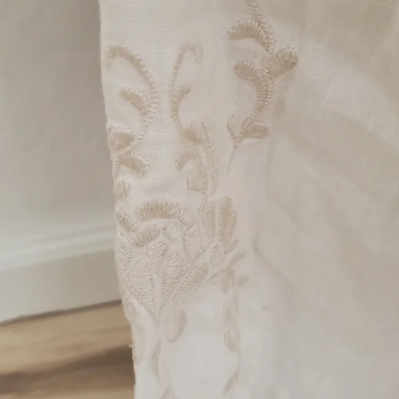 J. Jill Linen Long Sleeve Embroidered Blouse Womans L - Picture 5 of 7